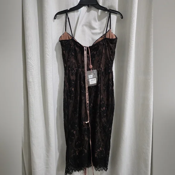 House Of CB Escala black lace midi dress L NWT - Picture 7 of 8